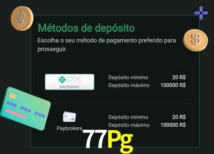 O cassino 77Pg oferece uma grande variedade de métodos de pagamento